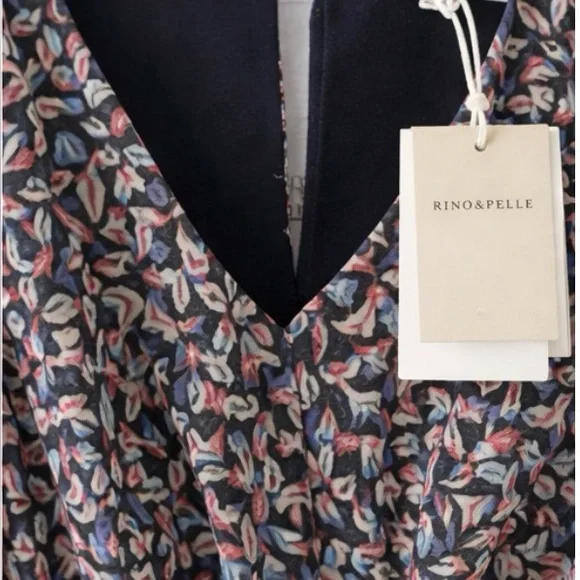 Floral V-Neck Midi Dress in Black and Pink - Picture 8 of 9